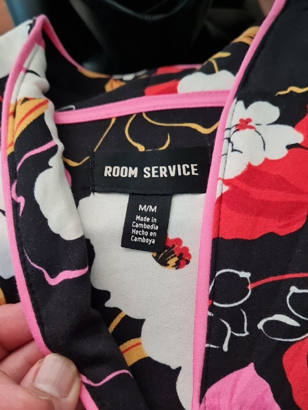 Floral Black Pink Red Two-Piece Pajama Set - Picture 2 of 12